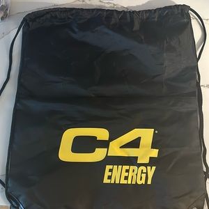 C4 Energy draw string bag. Has a zipper pocket on the front as well.